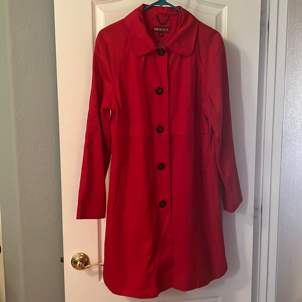 Merona Red Trench coat with satin lining